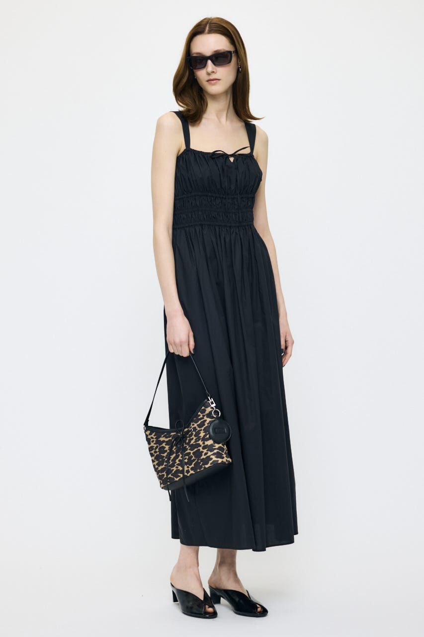 MOUSSY「COTTON GATHER CAMI ドレス」|ワンピース|BLK
