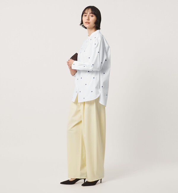 UNITED ARROWS「エンブロイダリーフラワー バンドカラー シャツ 26FW」|シャツ・ブラウス|