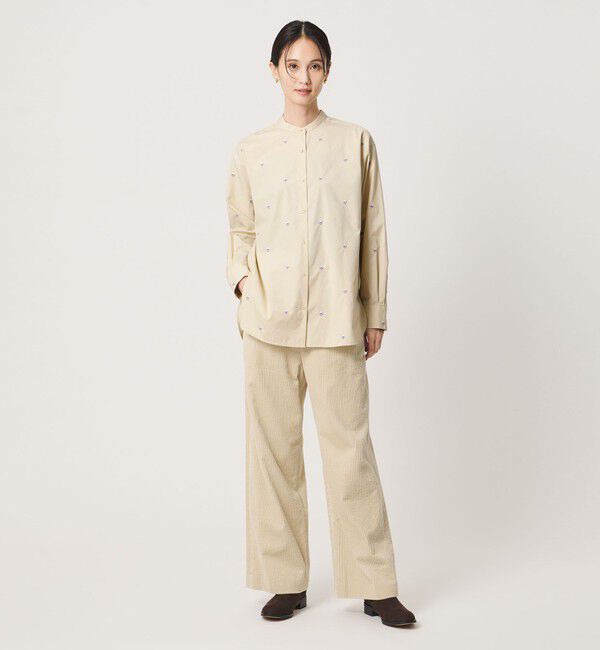 UNITED ARROWS「エンブロイダリーフラワー バンドカラー シャツ 26FW」|シャツ・ブラウス|