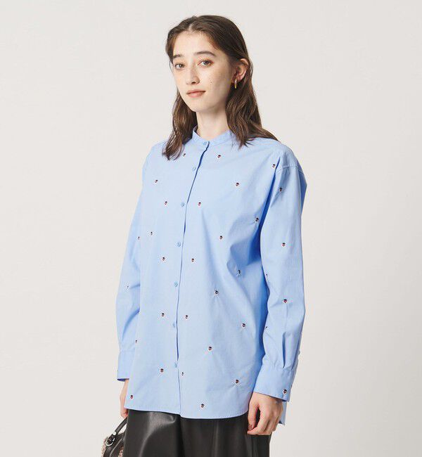 UNITED ARROWS「エンブロイダリーフラワー バンドカラー シャツ 26FW」|シャツ・ブラウス|