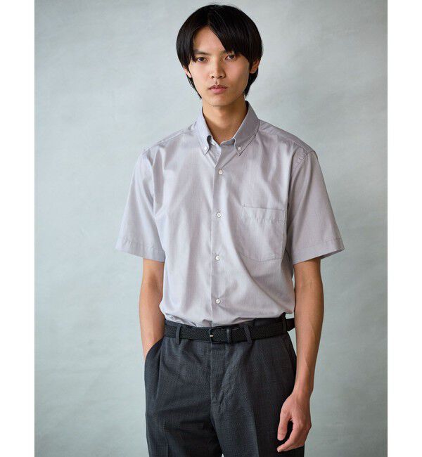 UNITED ARROWS green label relaxing「エブリット TC パナマ スタンダード ボタンダウン ショートスリーブ シャツ -イージーアイロン・通気性-」|シャツ・ブラウス|LT.GRAY