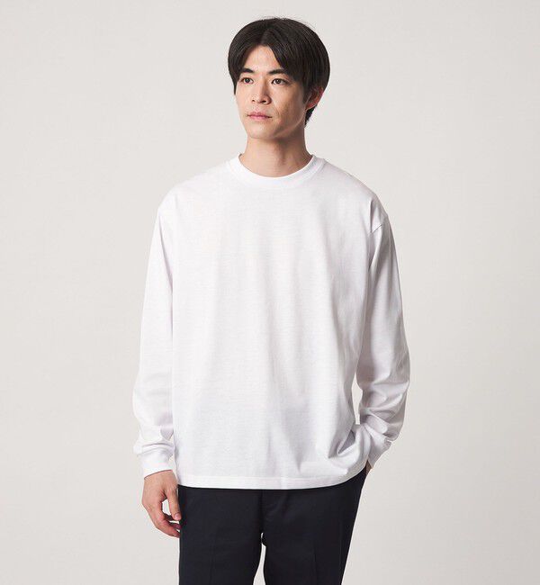 UNITED ARROWS green label relaxing「【WEB限定】JUST fit デイリー ワイド 長袖 Tシャツ -吸水速乾・抗菌-」|Tシャツ・カットソー|WHITE