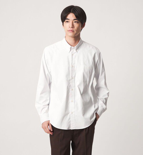 UNITED ARROWS green label relaxing「MULTI FUNCTION ピンオックス ボタンダウン 長袖シャツ -UVカット・吸水速乾・遮熱-」|シャツ・ブラウス|WHITE