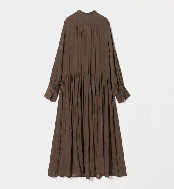 UNITED ARROWS green label relaxing「［size SHORTあり］サテン ギャザー ロングスリーブ ワンピース」|ワンピース|
