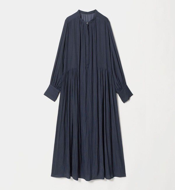 UNITED ARROWS green label relaxing「［size SHORTあり］サテン ギャザー ロングスリーブ ワンピース」|ワンピース|