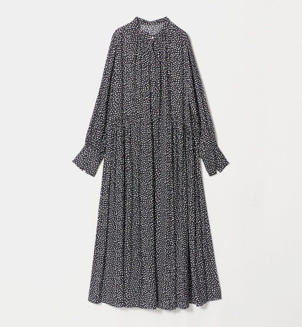 UNITED ARROWS green label relaxing「［size SHORTあり］サテン ギャザー ロングスリーブ ワンピース」|ワンピース|