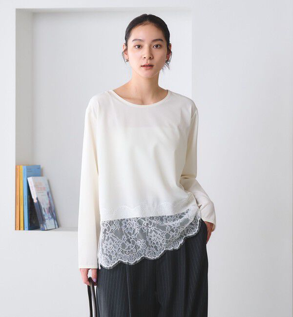 BEAUTY&YOUTH UNITED ARROWS「【WEB限定 Wardrobe DAILY MINIMAL】ヘムレース ブラウス ウォッシャブル」|シャツ・ブラウス|OFF WHITE