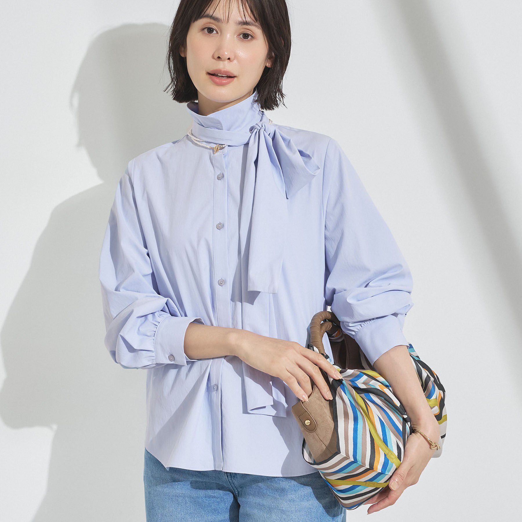 INDIVI「【ストレッチ◎】取外し可ボウタイシャツ」|シャツ・ブラウス|