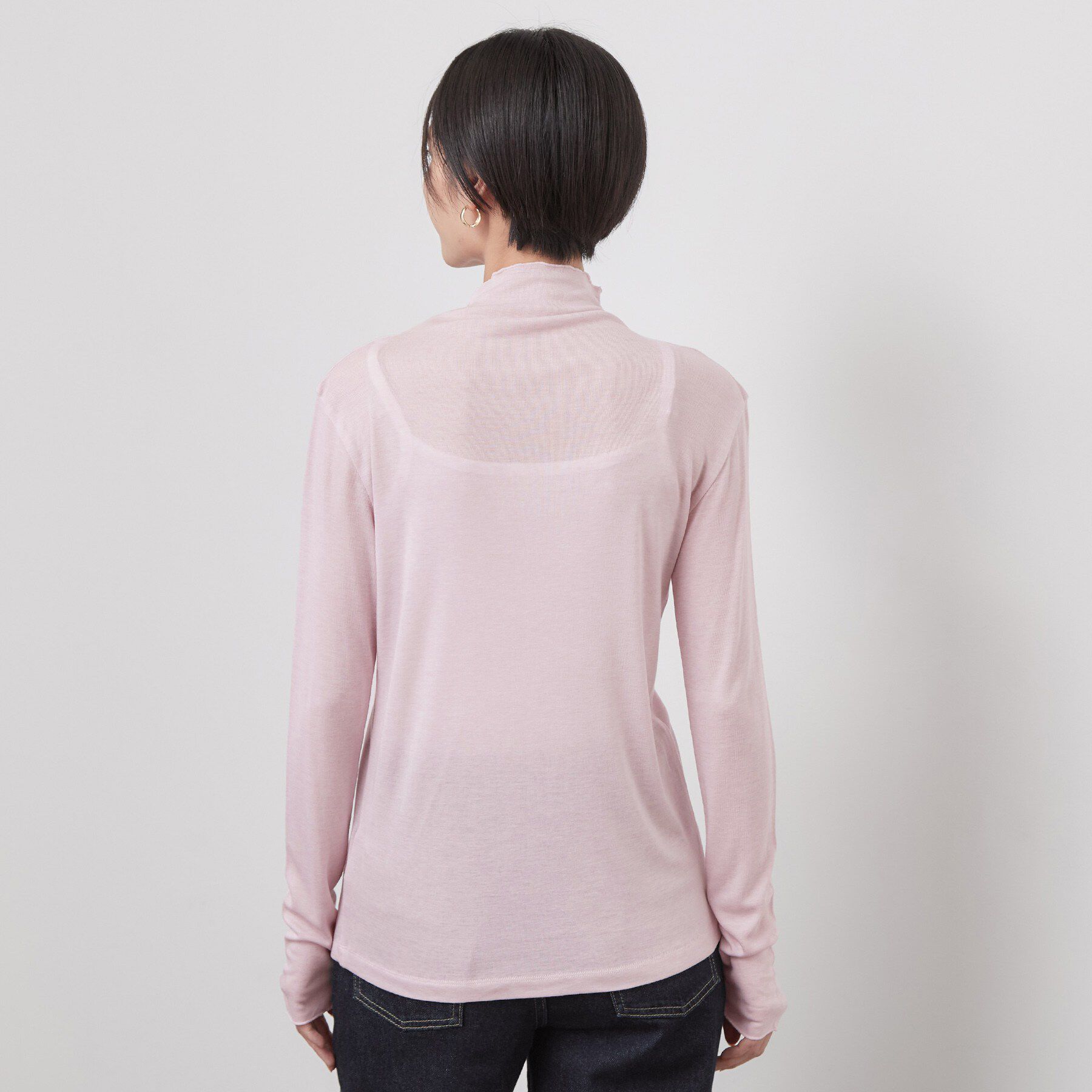 OPAQUE.CLIP「なめらかシアーハイネックカットソー【洗濯機OK／抗ピル】」|Tシャツ・カットソー|