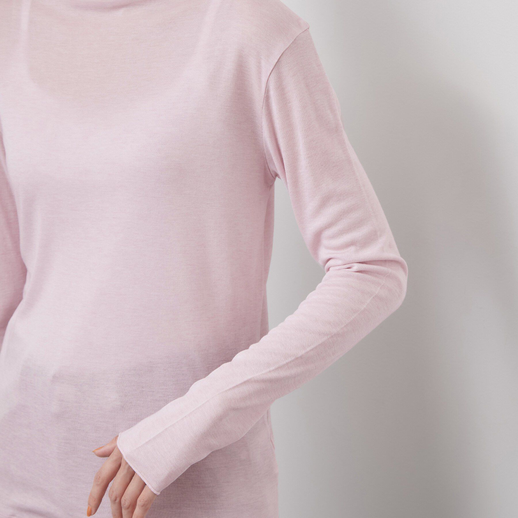 OPAQUE.CLIP「なめらかシアーハイネックカットソー【洗濯機OK／抗ピル】」|Tシャツ・カットソー|