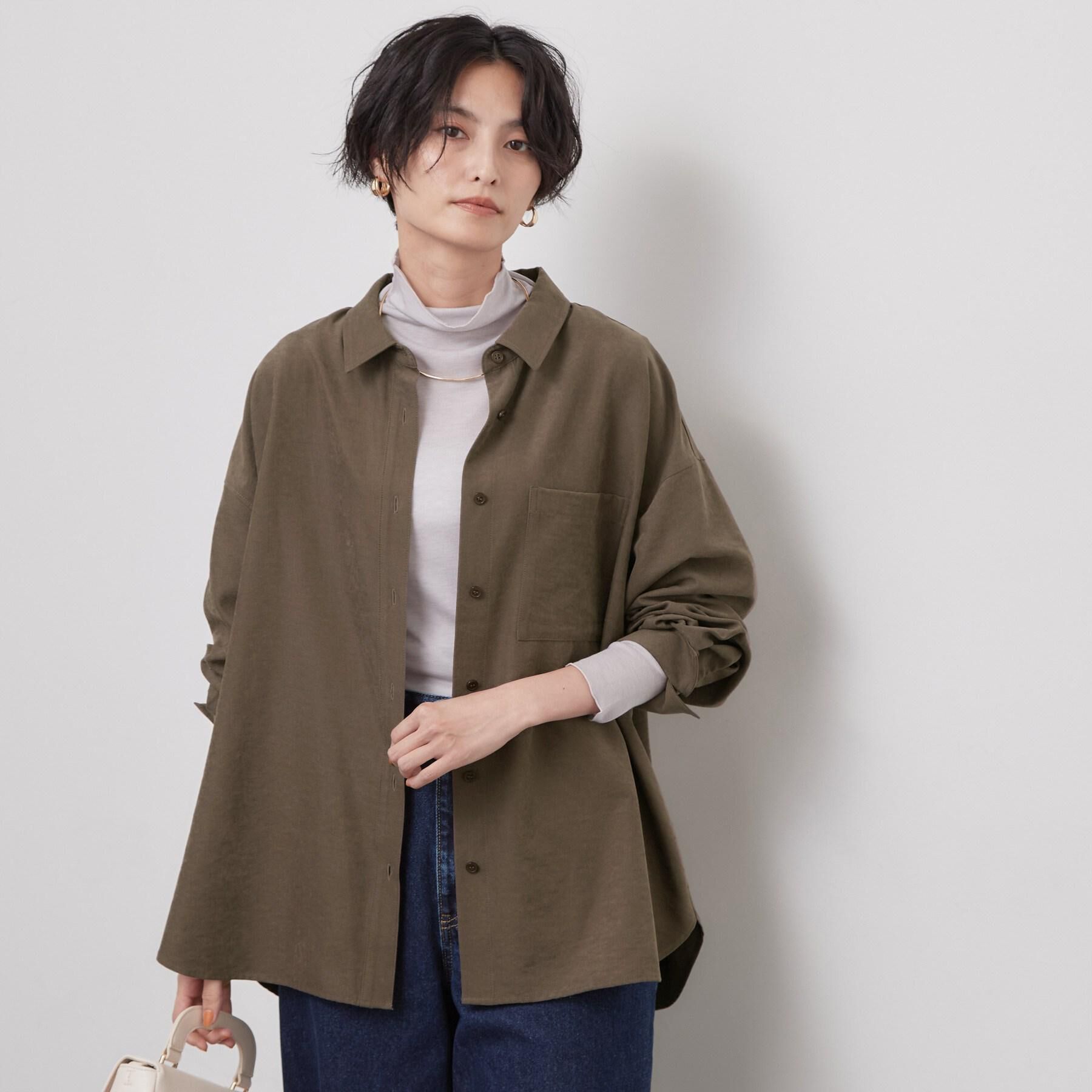 OPAQUE.CLIP「なめらかシアーハイネックカットソー【洗濯機OK／抗ピル】」|Tシャツ・カットソー|