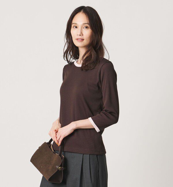 UNITED ARROWS「７分袖 リブ バイカラー パイピング カットソー」|Tシャツ・カットソー|DK.BROWN