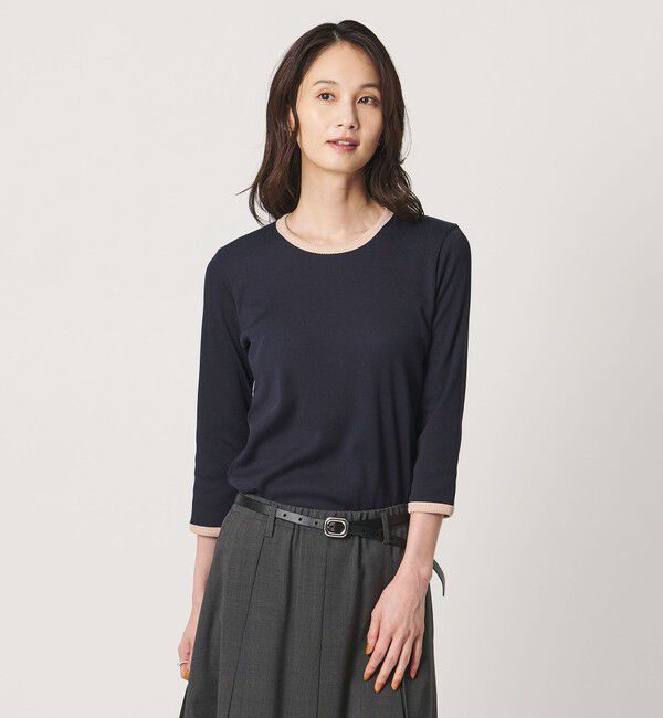 UNITED ARROWS「７分袖 リブ バイカラー パイピング カットソー」|Tシャツ・カットソー|