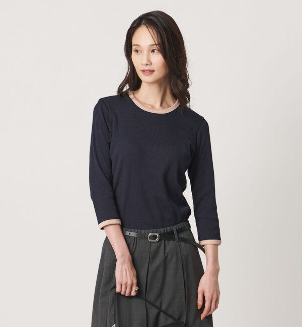 UNITED ARROWS「７分袖 リブ バイカラー パイピング カットソー」|Tシャツ・カットソー|