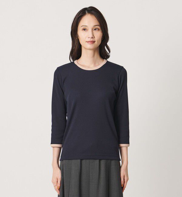 UNITED ARROWS「７分袖 リブ バイカラー パイピング カットソー」|Tシャツ・カットソー|