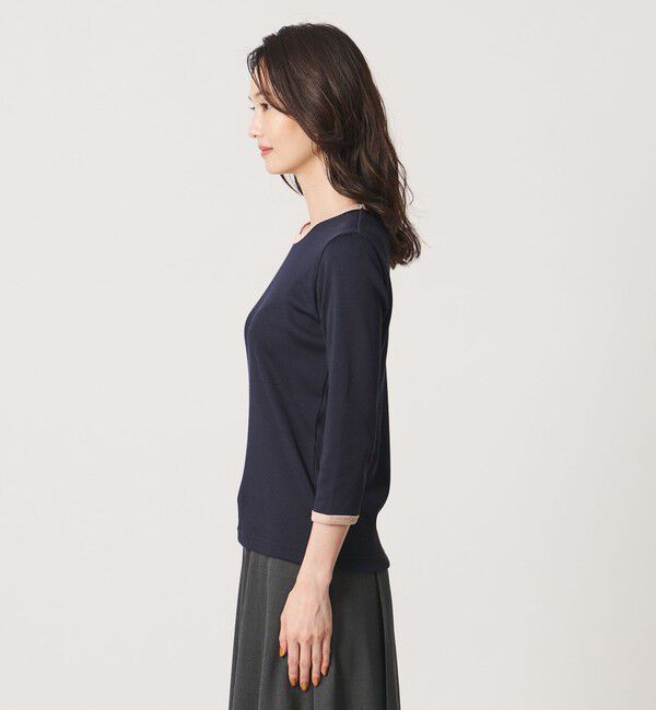 UNITED ARROWS「７分袖 リブ バイカラー パイピング カットソー」|Tシャツ・カットソー|