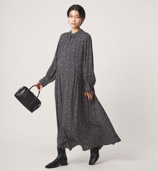UNITED ARROWS green label relaxing「［size SHORTあり］サテン ギャザー ロングスリーブ ワンピース」|ワンピース|その他1