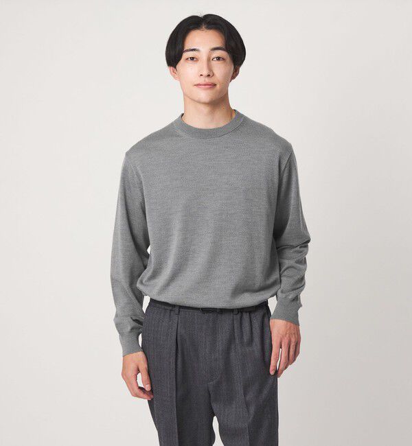 UNITED ARROWS green label relaxing「SUPER 120S ハイゲージ クルーネック ニット」|ニット・セーター|MD.GRAY