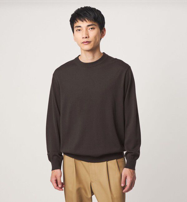 UNITED ARROWS green label relaxing「SUPER 120S ハイゲージ クルーネック ニット」|ニット・セーター|DK.BROWN