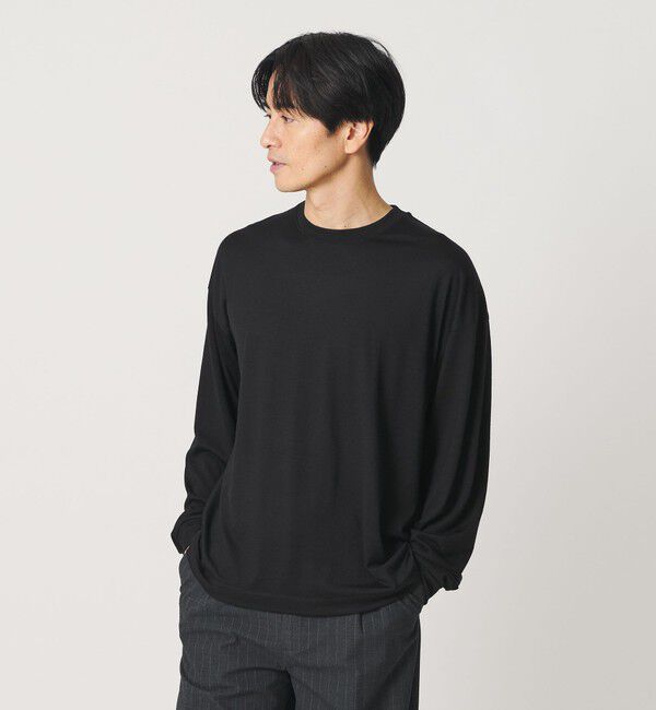 BEAUTY&YOUTH UNITED ARROWS「ウォッシャブル ウール ロングスリーブ Tシャツ」|Tシャツ・カットソー|BLACK
