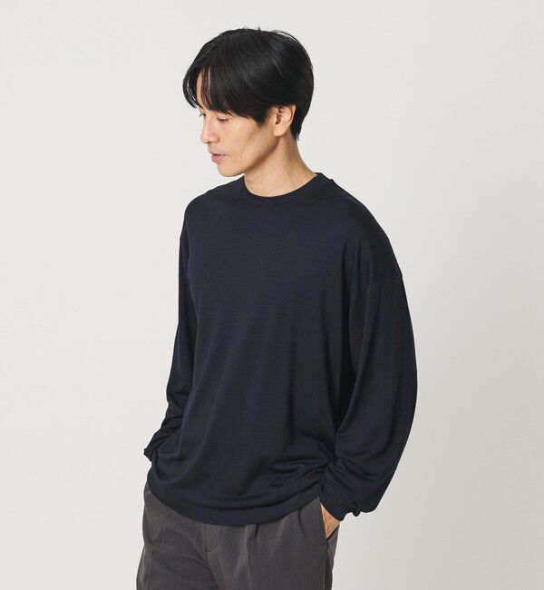 BEAUTY&YOUTH UNITED ARROWS「ウォッシャブル ウール ロングスリーブ Tシャツ」|Tシャツ・カットソー|NAVY