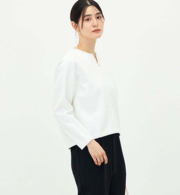 NOLLEY'S「《UVカット/接触冷感/セットアップ対応》ウォッシャブルダンボールキーネックプルオーバー」|Tシャツ・カットソー|