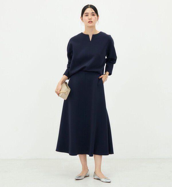 NOLLEY'S「《UVカット/接触冷感/セットアップ対応》ウォッシャブルダンボールキーネックプルオーバー」|Tシャツ・カットソー|