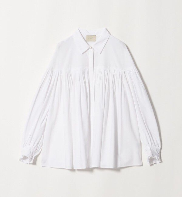 UNITED ARROWS「パールライク ボタン タック フレア ブラウス」|シャツ・ブラウス|