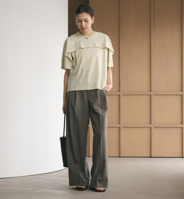 BEAUTY&YOUTH UNITED ARROWS「【WEB限定 Wardrobe DAILY MINIMAL】ケープフリル ショートスリーブプルオーバー UVカット 接触冷感」|Tシャツ・カットソー|