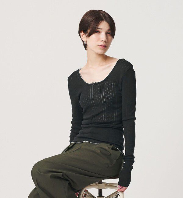 BEAUTY&YOUTH UNITED ARROWS「【別注】＜PALM＞バックオープン ロングスリーブカットソー」|Tシャツ・カットソー|BLACK