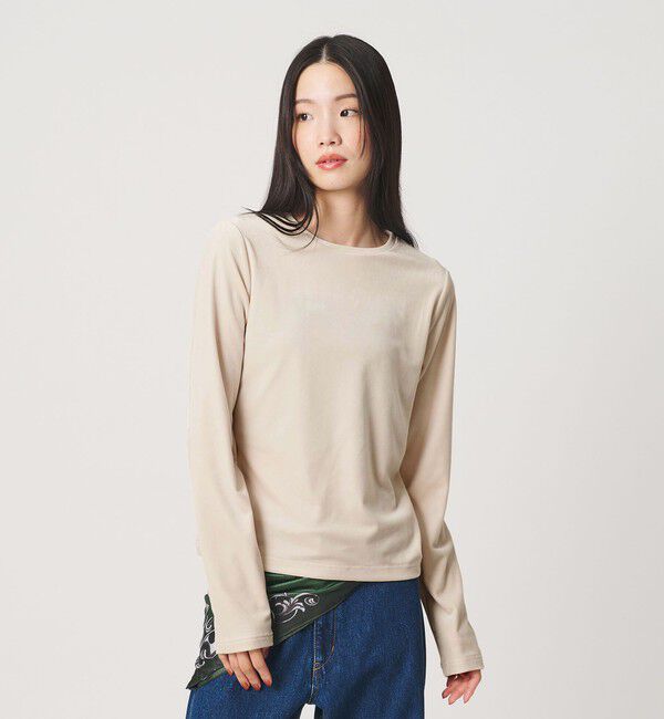BEAUTY&YOUTH UNITED ARROWS「ベロア ロングスリーブTシャツ ウォッシャブル」|Tシャツ・カットソー|OFF WHITE