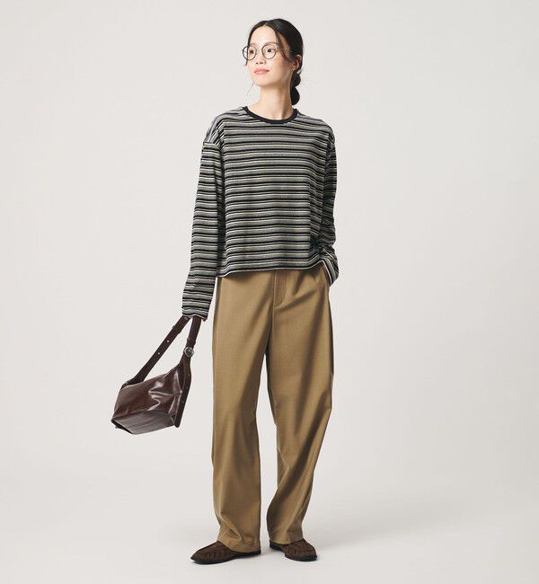 BEAUTY&YOUTH UNITED ARROWS「ベロアボーダー ロングスリーブ Tシャツ」|Tシャツ・カットソー|
