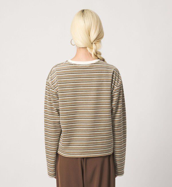 BEAUTY&YOUTH UNITED ARROWS「ベロアボーダー ロングスリーブ Tシャツ」|Tシャツ・カットソー|