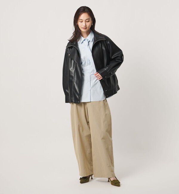 UNITED ARROWS「スタンドカラー レザーライク ブルゾン」|ブルゾン・スタジャン|