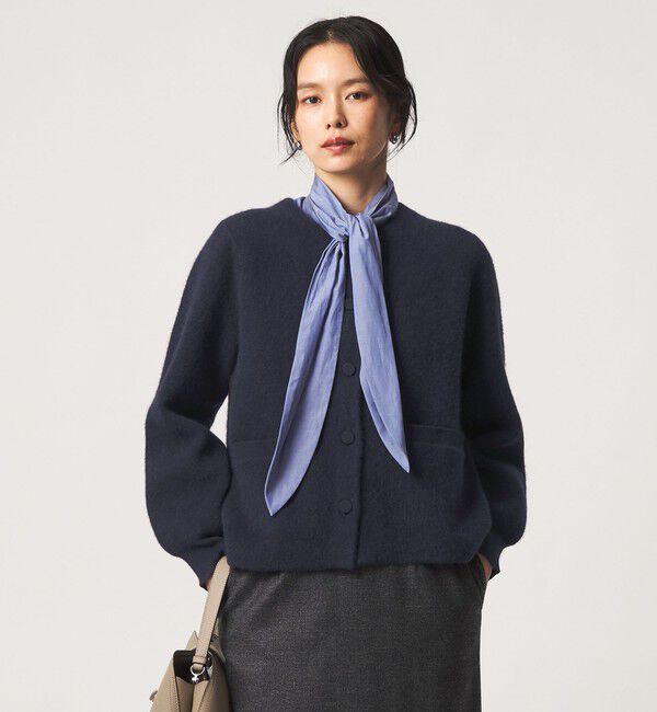 UNITED ARROWS green label relaxing「［size SHORTあり］FOXブレンド セッケツ ノーカラー カーディガン」|カーディガン|NAVY