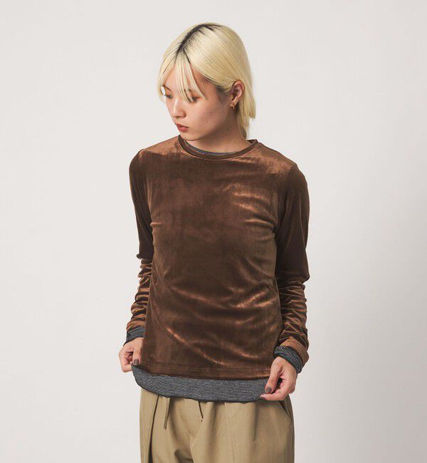 BEAUTY&YOUTH UNITED ARROWS「ベロア ロングスリーブTシャツ ウォッシャブル」|Tシャツ・カットソー|