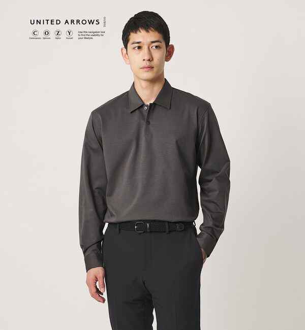 UNITED ARROWS「ポンチ ロングスリーブ ポロシャツ UA COZY 抗菌防臭 接触冷感」|ポロシャツ|OLIVE