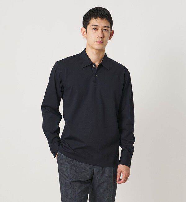 UNITED ARROWS「ポンチ ロングスリーブ ポロシャツ UA COZY 抗菌防臭 接触冷感」|ポロシャツ|