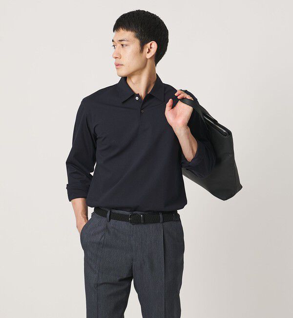 UNITED ARROWS「ポンチ ロングスリーブ ポロシャツ UA COZY 抗菌防臭 接触冷感」|ポロシャツ|