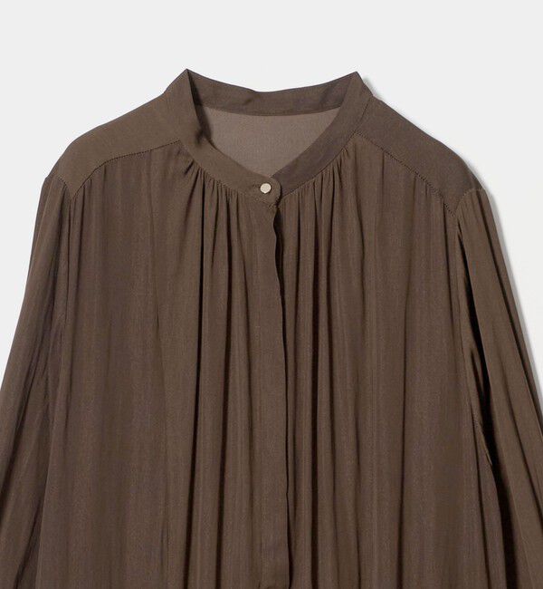 UNITED ARROWS green label relaxing「［size SHORTあり］サテン ギャザー ロングスリーブ ワンピース」|ワンピース|