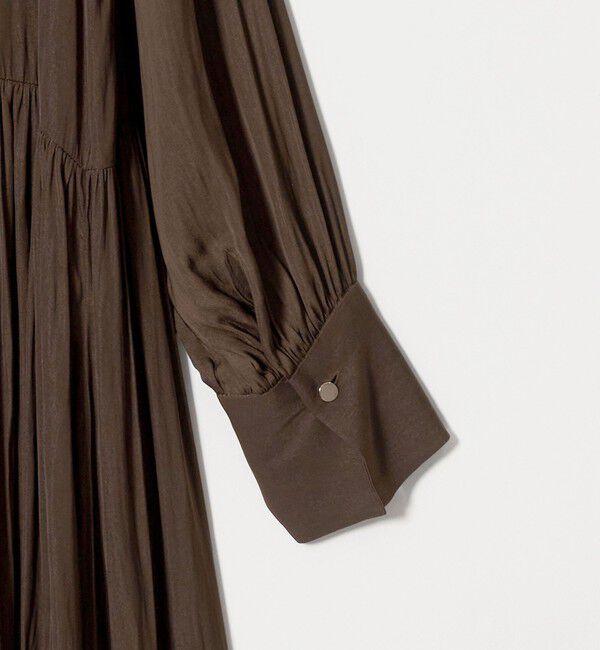 UNITED ARROWS green label relaxing「［size SHORTあり］サテン ギャザー ロングスリーブ ワンピース」|ワンピース|