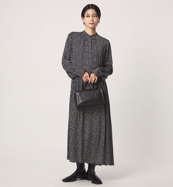 UNITED ARROWS green label relaxing「［size SHORTあり］サテン ギャザー ロングスリーブ ワンピース」|ワンピース|