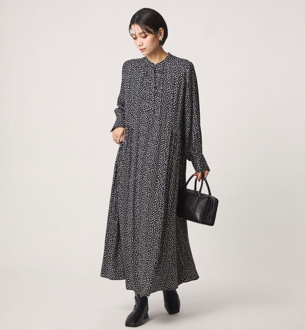 UNITED ARROWS green label relaxing「［size SHORTあり］サテン ギャザー ロングスリーブ ワンピース」|ワンピース|
