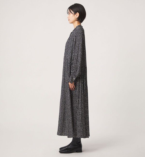 UNITED ARROWS green label relaxing「［size SHORTあり］サテン ギャザー ロングスリーブ ワンピース」|ワンピース|