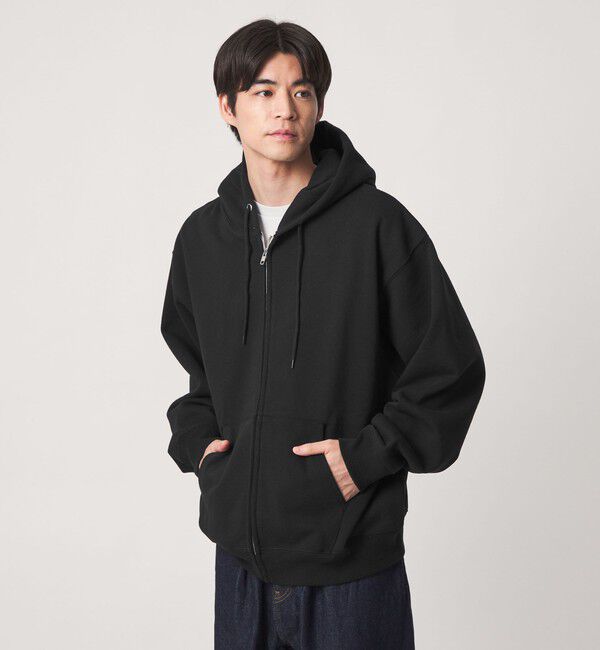 UNITED ARROWS green label relaxing「【WEB限定】＜GOAT＞裏起毛スウェットジップパーカー15.5オンス」|パーカー|BLACK
