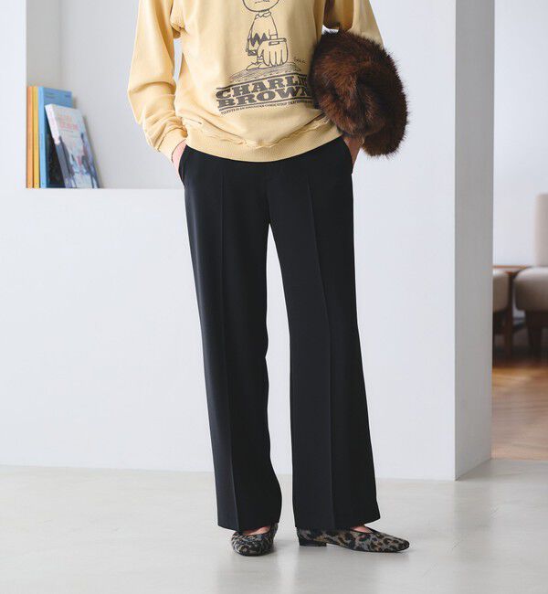 BEAUTY&YOUTH UNITED ARROWS「【WEB限定 Wardrobe DAILY MINIMAL】ダブルクロス フレアパンツ ウォッシャブル」|スラックス|BLACK
