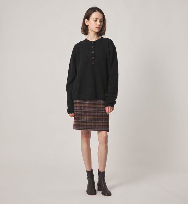 STEVEN ALAN「＜Steven Alan＞ウール ナイロン キャメル ミックス ヘンリーネック ニット」|ニット・セーター|