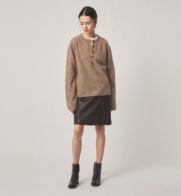 STEVEN ALAN「＜Steven Alan＞ウール ナイロン キャメル ミックス ヘンリーネック ニット」|ニット・セーター|