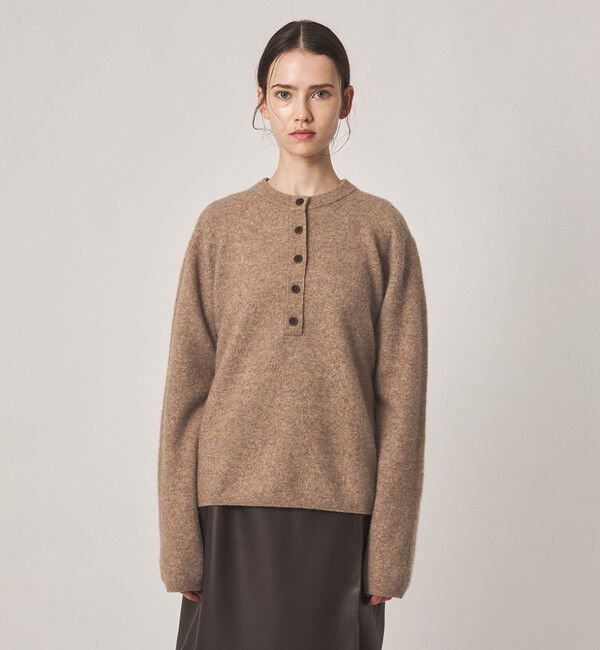STEVEN ALAN「＜Steven Alan＞ウール ナイロン キャメル ミックス ヘンリーネック ニット」|ニット・セーター|