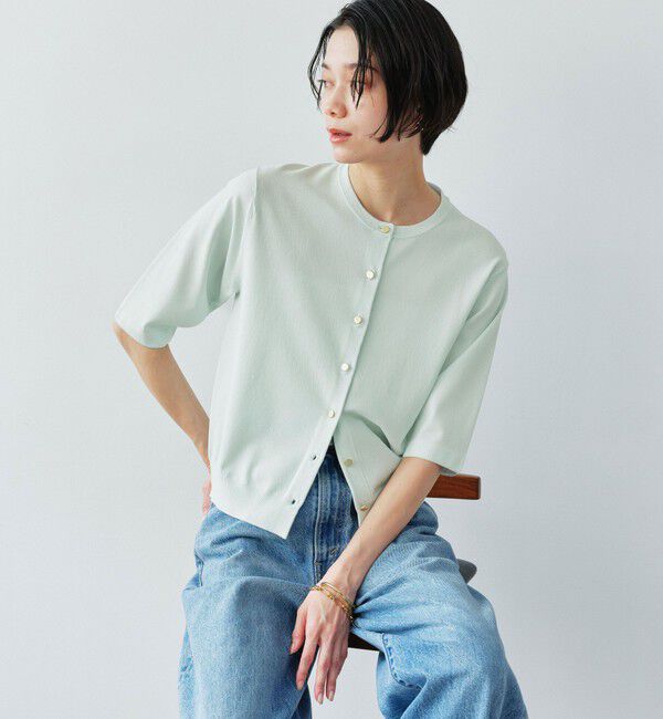UNITED ARROWS green label relaxing「ハーフスリーブ ニット カーディガン ウォッシャブル 接触冷感 UVカット」|カーディガン|LIME